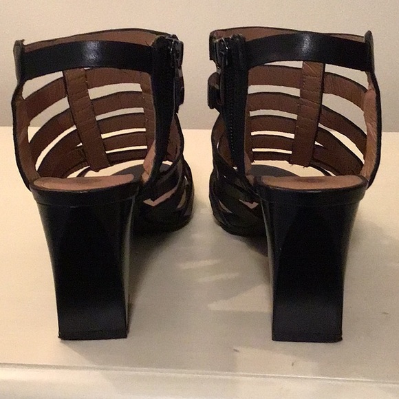 EUC Black Strappy Block Heels - Picture 3 of 8